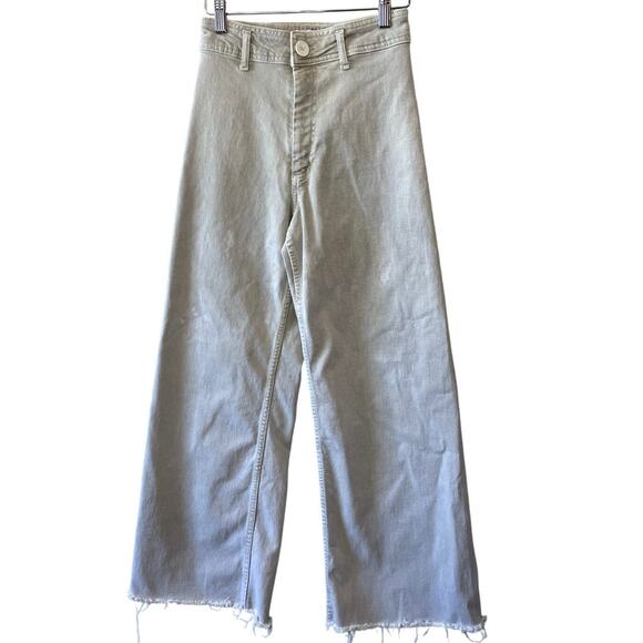 Zara The Marine Straight Leg Tan Minimalist Raw Hem High Waisted Pant Size 2 - Picture 2 of 15